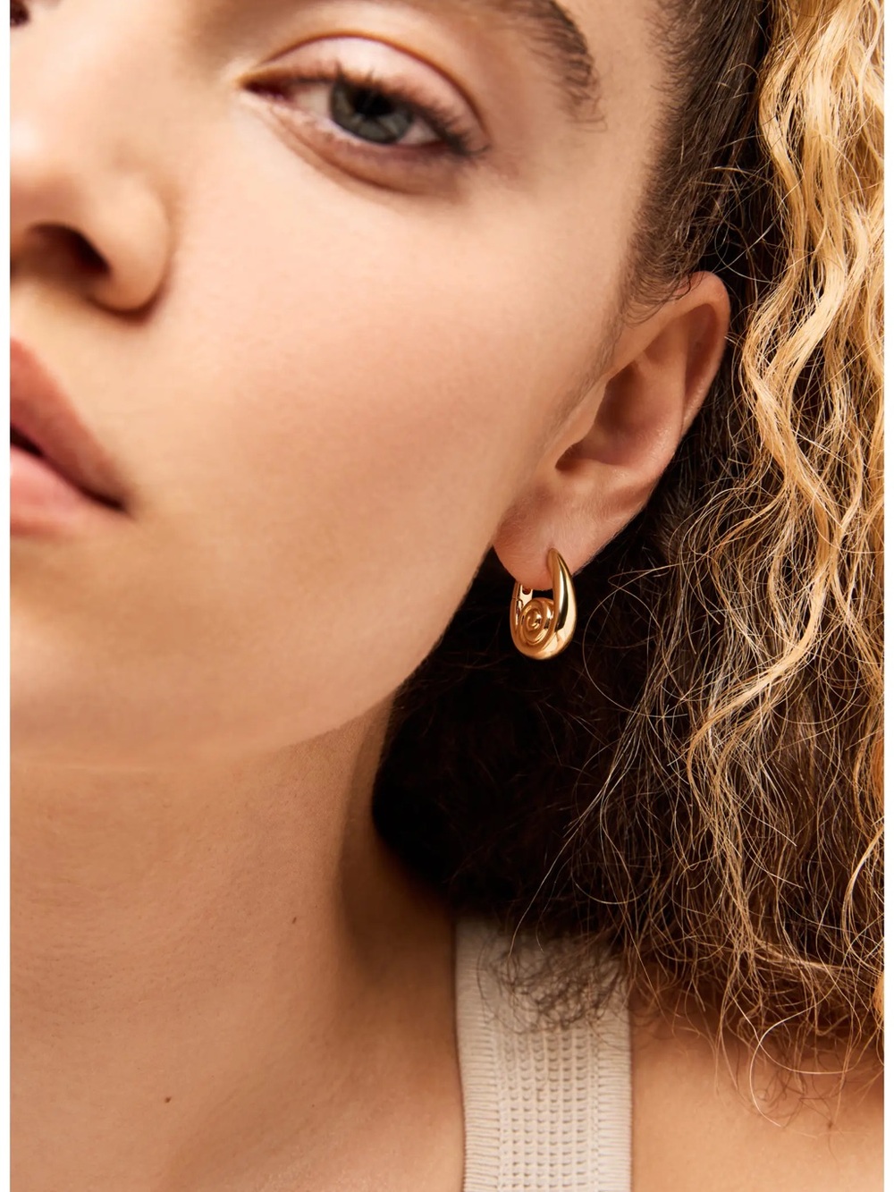 NWOT ANA LUISA Gold Statement Earrings - Ariel Hoops